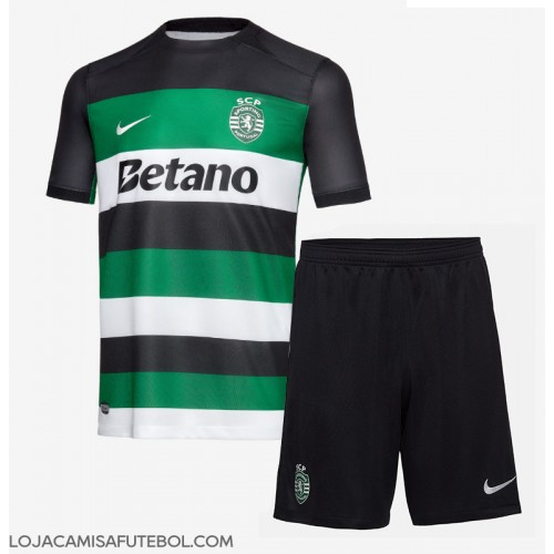 Camisa de Futebol Sporting CP Equipamento Principal Infantil 2024-25 Manga Curta (+ Calças curtas)